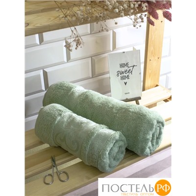 Т0389/SMB-12 Набор полотенец EFOR BAMBOO TAC из 2х пр. (50*90,70*140) 100% бамбук (светло-зеленый)