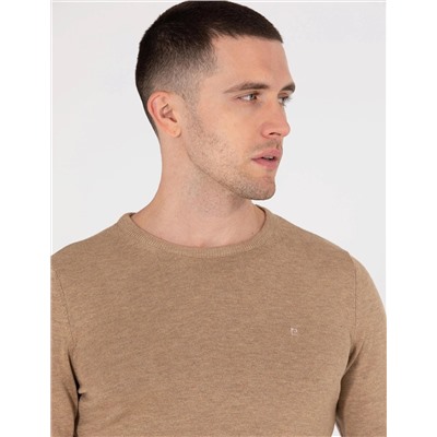 Camel Melanj Slim Fit Bisiklet Yaka Basic Triko Kazak
