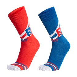 Calcetines altos (x2) - algodón - rojo y azul