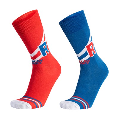 Calcetines altos (x2) - algodón - rojo y azul