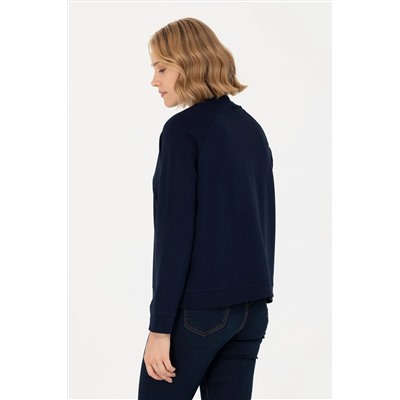 Kadın Lacivert Bisiklet Yaka Sweatshirt