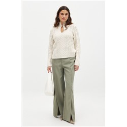 High Waist Slit Suit Trousers