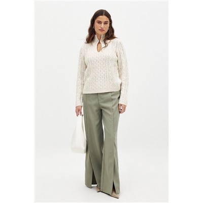 High Waist Slit Suit Trousers