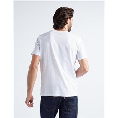 V-neck T-shirt, Men, White