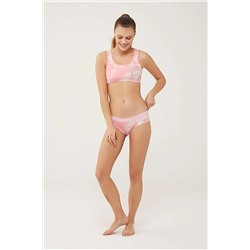 U.S. Polo Assn. Kadın, Lisanslı, USPA, Pembe Büstiyer Slip Takım Slendos-S66S268