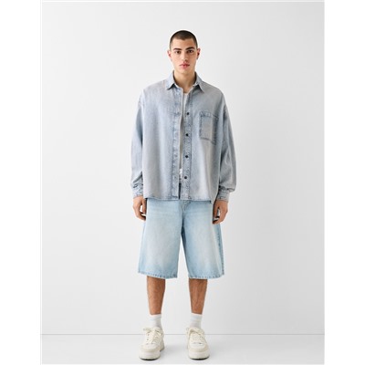Long sleeve oversize denim shirt