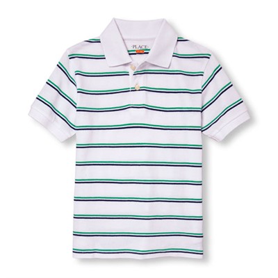 Boys Short Sleeve Striped Polo