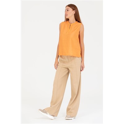Kadın Krem Loose Fit Jean Pantolon