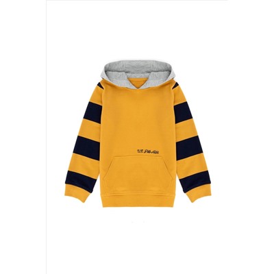 Erkek Çocuk Hardal Kapüşonlu Sweatshirt
