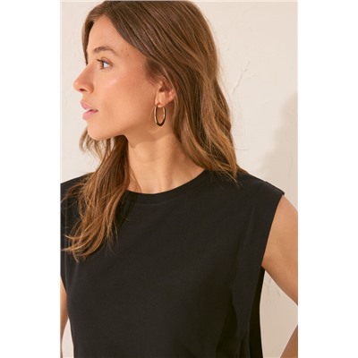 Camiseta sin tirantes 100% algodón negro
