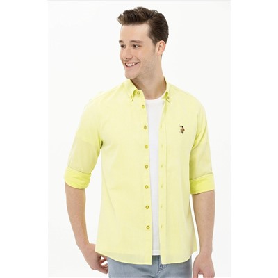 Erkek Neon Sarı Uzun Kollu Basic Gömlek