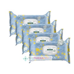 Klorane Bébé Toilette Lingettes Nettoyantes Douces 4x70 LingettesLot  × 4