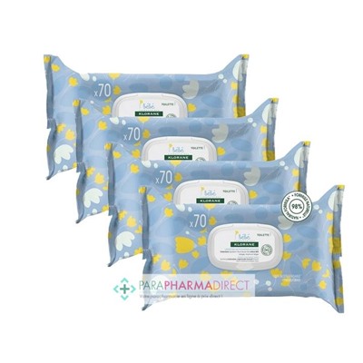 Klorane Bébé Toilette Lingettes Nettoyantes Douces 4x70 LingettesLot  × 4