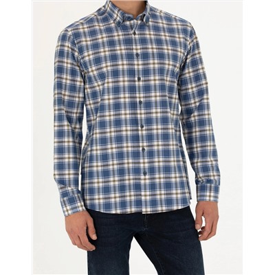 Lacivert Slim Fit Uzun Kollu Gömlek