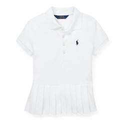 GIRLS 7-16 Pleated-Hem Stretch Mesh Polo