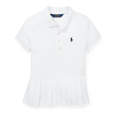 GIRLS 7-16 Pleated-Hem Stretch Mesh Polo
