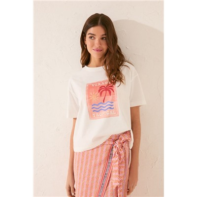 Camiseta boxy 100% algodón blanco