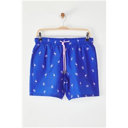 TRENDYOL MAN Mavi Regular Fit Standart Boy Baskılı Deniz Şortu TMNSS21DS0021