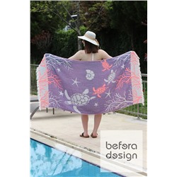 Befera Design, Müslin Peştamal 4 Kat %100 Pamuklu Mercan Desenli 85x170 Cm Peştemal Banyo Plaj
