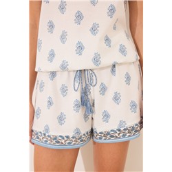 Pijama corto tirantes algodón paisley blanco