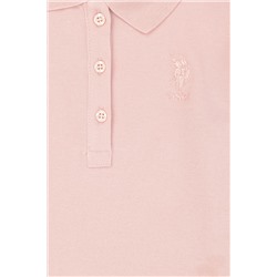 Çocuk Toz Pembe Basic Polo Yaka Sweatshirt