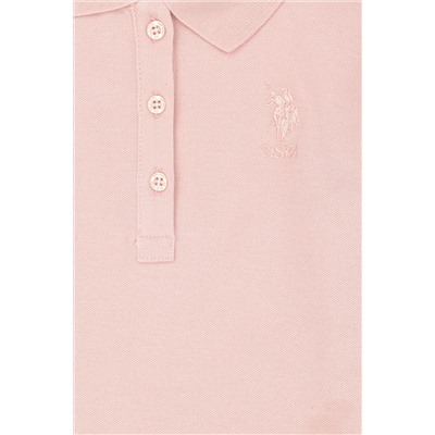 Çocuk Toz Pembe Basic Polo Yaka Sweatshirt