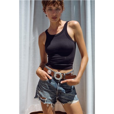 RIBBED HALTER CROP TOP