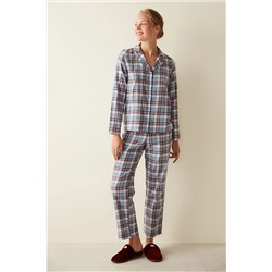 Penti Jayde Kareli Gömlek Pantolon Mavi Pijama Takımı PN8YY88623SK-BL6