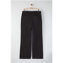 Siyah Yüksek İspanyol Paça Denim Büyük Beden Flare Jeans TBBAW26CJ00032