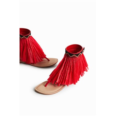 Sandalia plana flecos Stella Jean