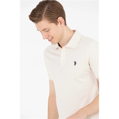 Erkek Krem Basic Polo Yaka Tişört