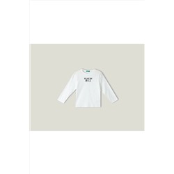United Colors of BenettonErkek Çocuk Krem Slogan Baskılı T-Shirt