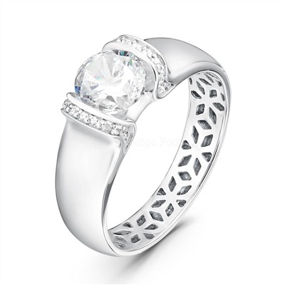 Серьги из серебра с фианитами родированные 925 пробы 121-10-15р