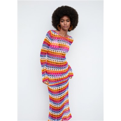 Vestido crochet multicolor