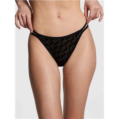 PINK Logo Mesh Strappy Thong Panty