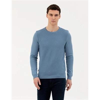 Açık Lacivert Slim Fit Kazak