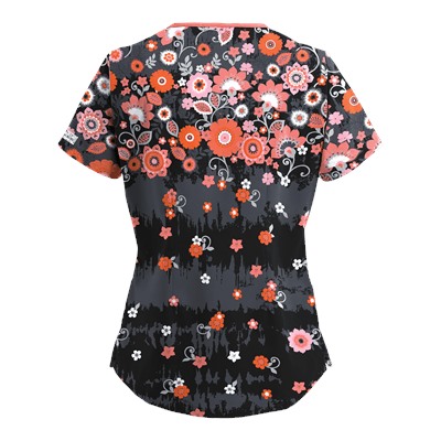 UA Artisan Flower Pewter Print Scrub Top