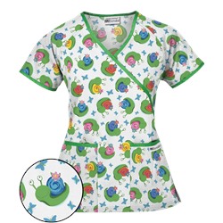 UA I Feel Pretty White Mock Wrap Scrub Top