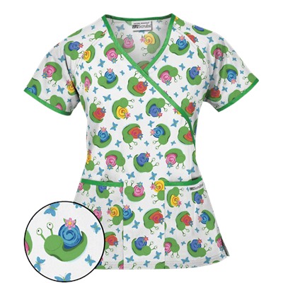 UA I Feel Pretty White Mock Wrap Scrub Top