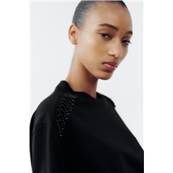 T-SHIRT WITH RHINESTONE SHOULDERS