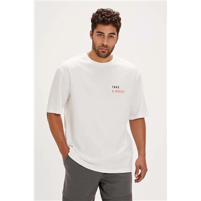 Bad Bear, Sand  Baskılı Oversize Erkek Tişört - BEYAZ - XL - ST07969-BEYAZ-XL