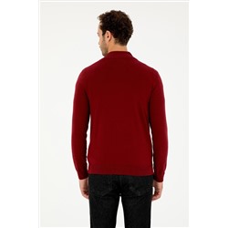 Erkek Bordo Basic Triko Hırka