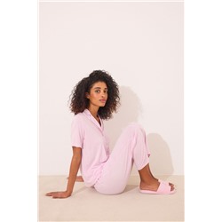 Pijama camisero Capri viscosa rosa
