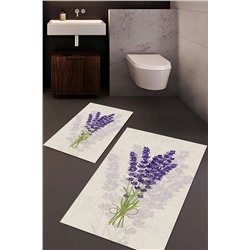 MABEBA TEKSTİL Lavanta Desenli Banyo Halı Takımı 2'li MBB-MBBP300