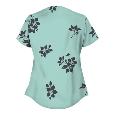 UA Spacious Bouquet Cool Blue Snap Front Scrub Top