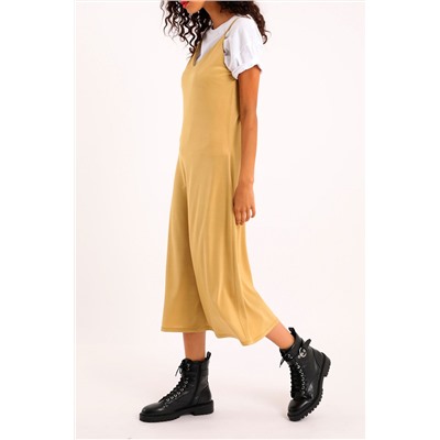 Vestido midi Beige