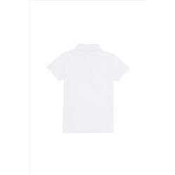 Kız Çocuk Beyaz Basic Polo Yaka Tişört