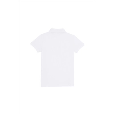 Kız Çocuk Beyaz Basic Polo Yaka Tişört