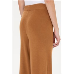 Kadın Camel Melanj Loose Fit Triko Pantolon