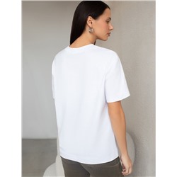 Свободная футболка с принтом из премиального хлопка с эастаном